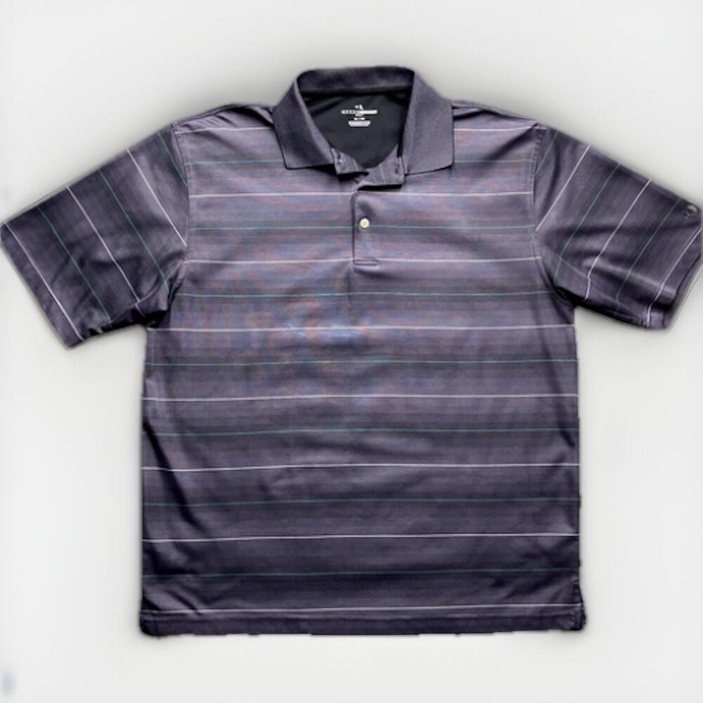 Grand Slam Polo Shirt Mens XL Purple Short Sleeve Golf Ombre Stripe Heavy Cotton